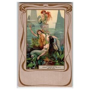 Raphael Tuck Rhine Gold Mermaids Fantasy Postcard Wagner Opera Art Nouveau